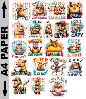 20 x Capybara Funny Chillin Respect The Capybara Sticker Self Adhesive Stickers