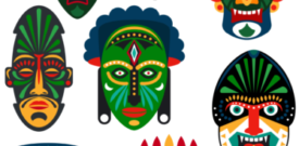 African Tribal Mask Self Adhesive Vinyl Wall Stickers