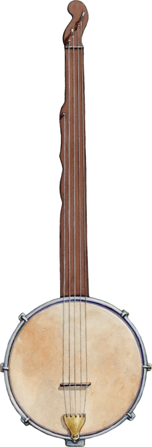 Banjo Antique Old Classic Instrument Musical Self Adhesive Vinyl Sticker