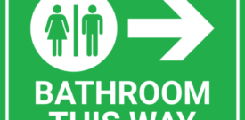 Bathroom This Way Toilet Warning Sign Self Adhesive Sticker