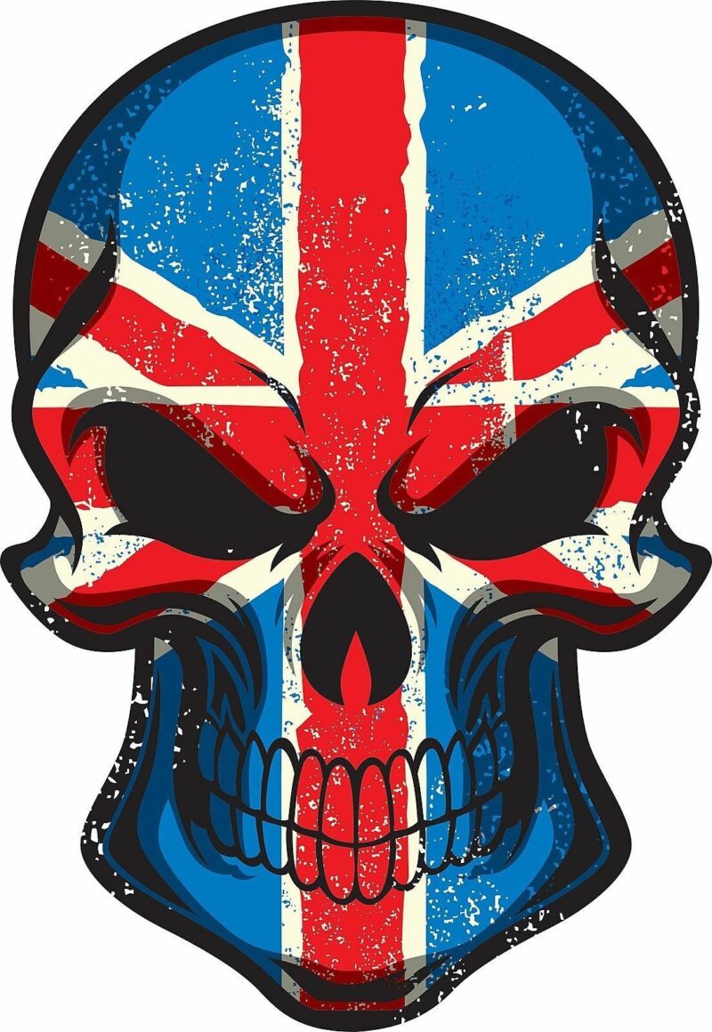 British Flag Skull Self Adhesive Vinyl Sticker