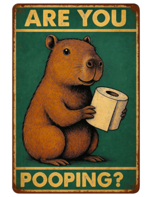 Capybara Toilet Flush Wash Your Hands Poop Poo Seat Self Adhesive Sticker