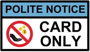 Card Only Sign Polite Notice Self Adhesive Warning Vinyl Sticker