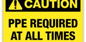 Caution PPE Required Self Adhesive Vinyl Sticker Warning