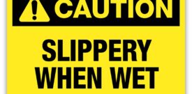 Caution Slippery When Wet Self Adhesive Vinyl Sticker Warning