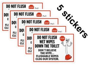 Do Not Flush Wet Wipes Only Flush Toilet Paper Self Adhesive Warning Sticker