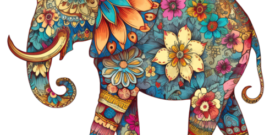 Elephant Floral Colourful Wall Sticker Decal Vinyl Self Adhesive