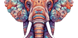 Elephant Floral Colourful Wall Sticker Decal Vinyl Self Adhesive