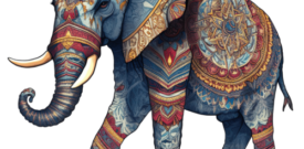 Elephant Floral Colourful Wall Sticker Decal Vinyl Self Adhesive