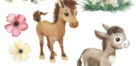 Farmyard Farm Animals Wall Stickers Watercolour