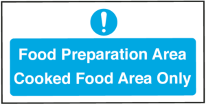 Food Safety Hygiene Cooked Food Preperation Area Self Adhesive Vinyl Sticker