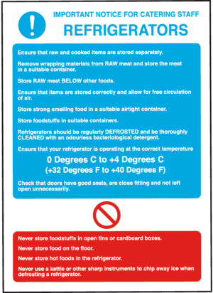 Food Safety Hygiene Sign Fridge Refrigerators Self Adhesive Vinyl Sticker