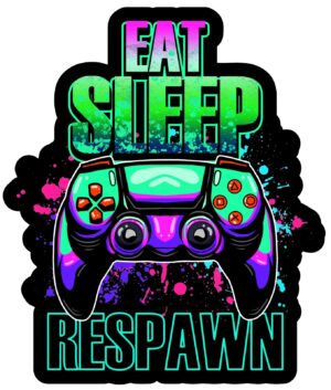 Gaming Gamer Game On Eat Sleep Respawn Self Adhesive Sticker
