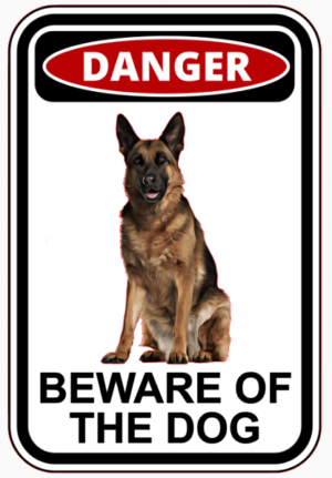 German Shepherd Beware of the Dog Self Adhesive Dog Sticker