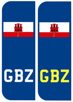 Gibraltar GBZ Euro Car Number Plate Self Adhesive Vinyl Stickers 105mm x 35mm