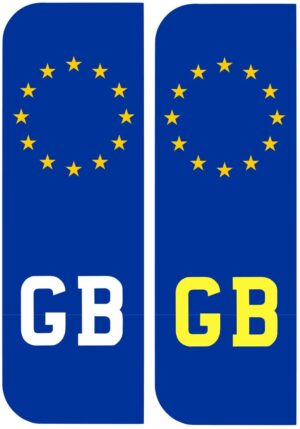 Great Britain GB Euro Car Number Plate Self Adhesive Vinyl Stickers 105mm x 35mm