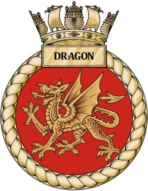 HMS Dragon Royal Navy badge patch Self Adhesive Vinyl Sticker