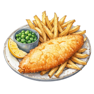 London Capital City England King Fish and Chips Self Adhesive Sticker