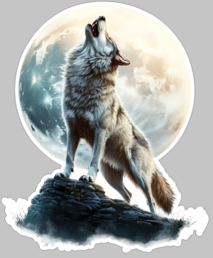 Majestic Wolf Howling Wolf Self Adhesive Sticker