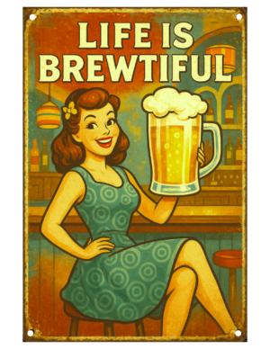 Man Cave Beer Pint Bar Clock Served Daily Save Water Retro Self Adhesive Sticker