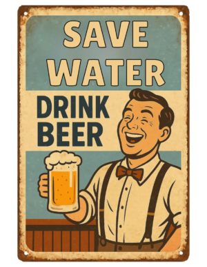 Man Cave Beer Pint Bar Clock Served Daily Save Water Retro Self Adhesive Sticker