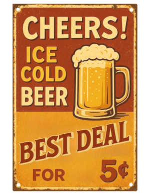 Man Cave Beer Pint Bar Clock Served Daily Save Water Retro Self Adhesive Sticker