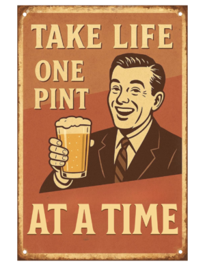 Man Cave Beer Pint Bar Clock Served Daily Save Water Retro Self Adhesive Sticker