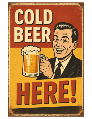 Man Cave Beer Pint Bar Clock Served Daily Save Water Retro Self Adhesive Sticker