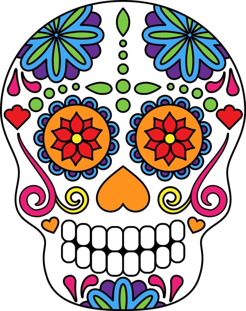 Mexican Sugar Skull Self Adhesive Vinyl Sticker