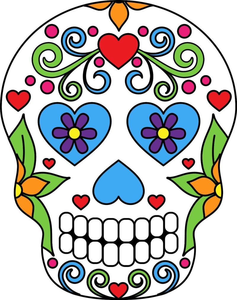 Mexican Sugar Skull Self Adhesive Vinyl Sticker