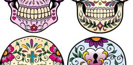 Mexican Sugar Skull Vinyl Sticker Pack of 4 Wall Sticker