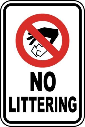 No Littering Please Use The Bins Dispose of Waste Self Adhesive Sticker