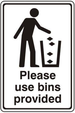 No Littering Please Use The Bins Dispose of Waste Self Adhesive Sticker