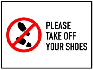 No Shoes Please Take Off Shoes Self Adhesive Sticker