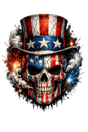 Patriotic American Skull USA 4th July Freedom Self Adhesive Vinyl Sticker