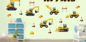 Personalised Construction Digger JCB Style Childrens Nursery Wall Stickers