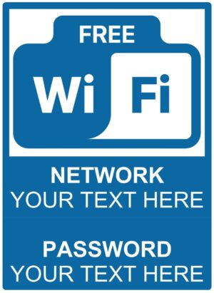 Personalised Custom Wifi Zone Free Wifi Notice Self Adhesive Vinyl Sticker