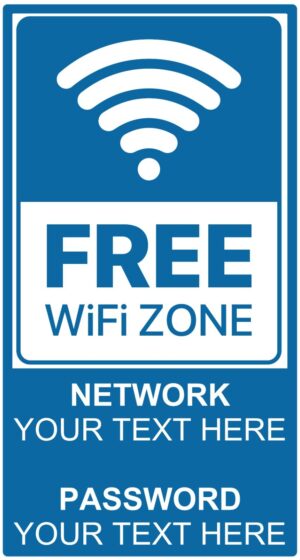 Personalised Custom Wifi Zone Free Wifi Notice Self Adhesive Vinyl Sticker