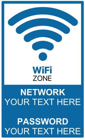 Personalised Custom Wifi Zone Free Wifi Notice Self Adhesive Vinyl Sticker