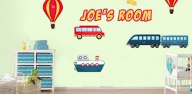 Personalised Hot Air Balloons Train Vehicle Childrens Nursery Wall Stickers