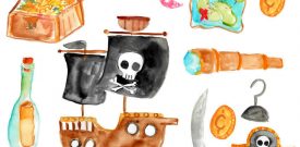 Pirate Ship Wall Stickers Watercolour