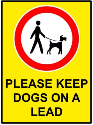 Please Keep Dogs on a Lead Self Adhesive Warning Sticker