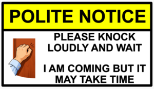 Please Knock Loudly and Wait Knock and Wait Polite Notice Self Adhesive Sticker