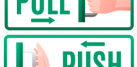 Push Pull Door Warning Sign Self Adhesive Sticker
