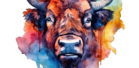 Rainbow Bison Sticker Self Adhesive Vinyl