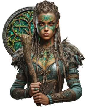 Roskva Norse God Viking Mythology Warrior Self Adhesive Warning Sticker