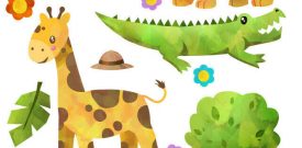 Safari Animals Watercolour Childrens Nursery Wall Stickers