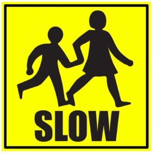 School Crossing Warning Slow Self Adhesive Vinyl Sticker
