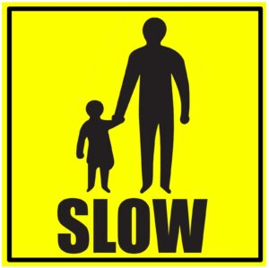 School Crossing Warning Slow Self Adhesive Vinyl Sticker