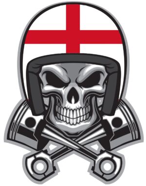 Skull Motorbike Helmet Flag England Pistons Self Adhesive Vinyl Sticker
